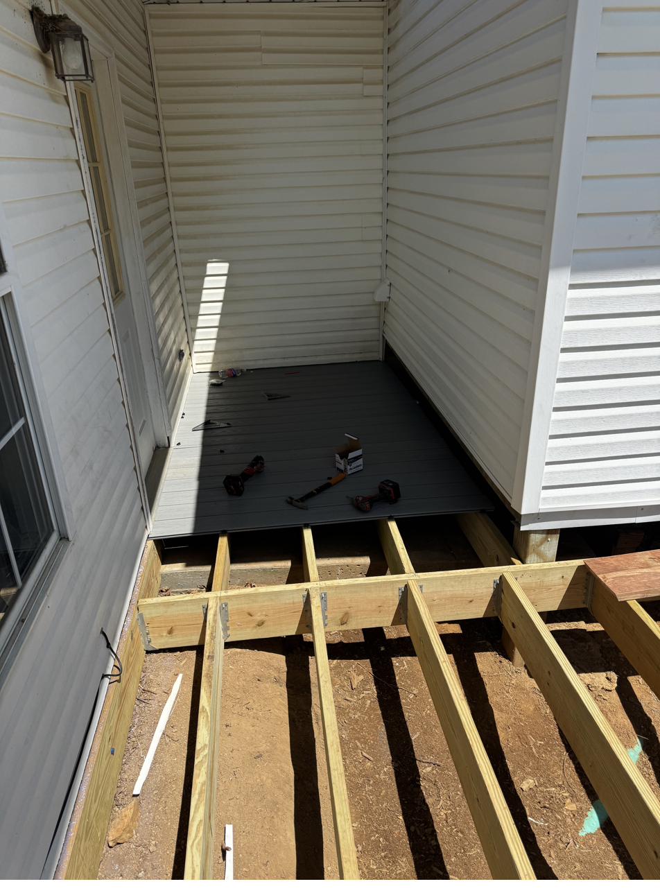Composite deck boards and framing in progress Missouri